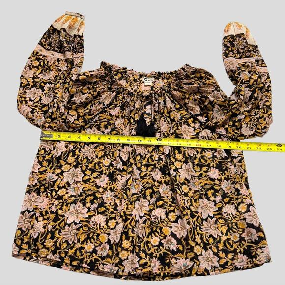 Billabong Womens Cotton Sun Fire Peasant Top Mixed Print Semi-Sheer Size M Boho - Picture 13 of 16